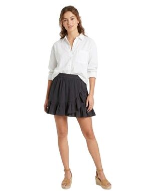 Aerie Ruffle Wrap Mini Skirt Gauze Sz S Black Romantic Festival Boho Chic